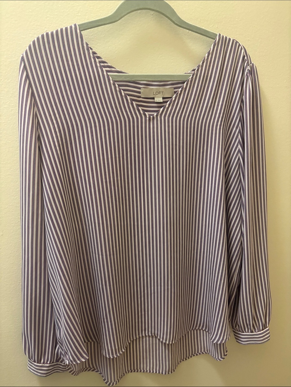 LOFT Women’s Long-Sleeve Striped Shirt - Purple/White